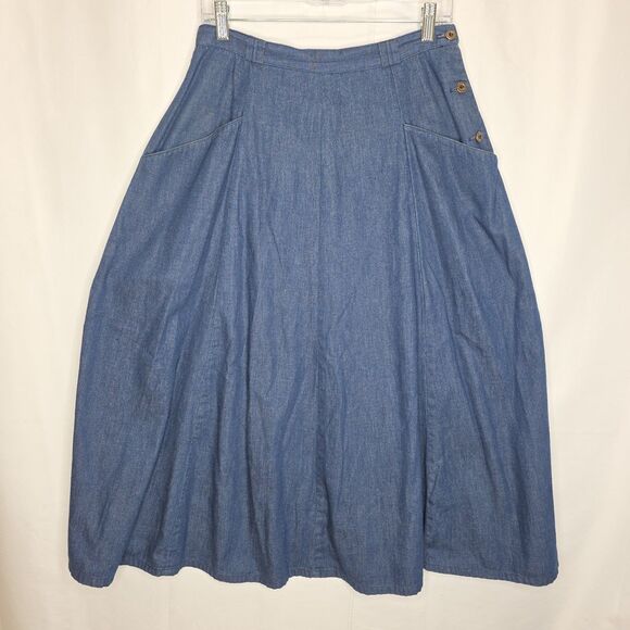 Claire Sport Dresses & Skirts - Vintage 70s 80s Full Denim Maxi Skirt Prairie Cottage Claire Sport Western Sz 12